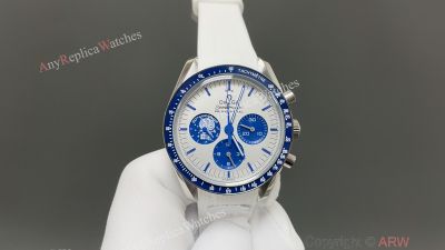 SMF Omega Speedmaster 50th Anniversary 42mm 3861 movement White Rubber Band Men Watch